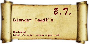 Blander Tamás névjegykártya